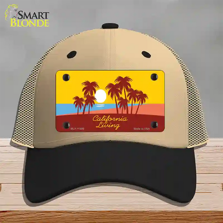 California Living Novelty License Plate Hat Mesh / Khaki|Black