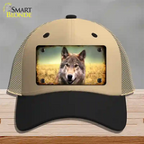 Wolf Novelty License Plate Hat Mesh / Khaki|Black