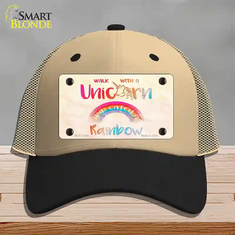 Walk with a Unicorn Novelty License Plate Hat Mesh / Khaki|Black