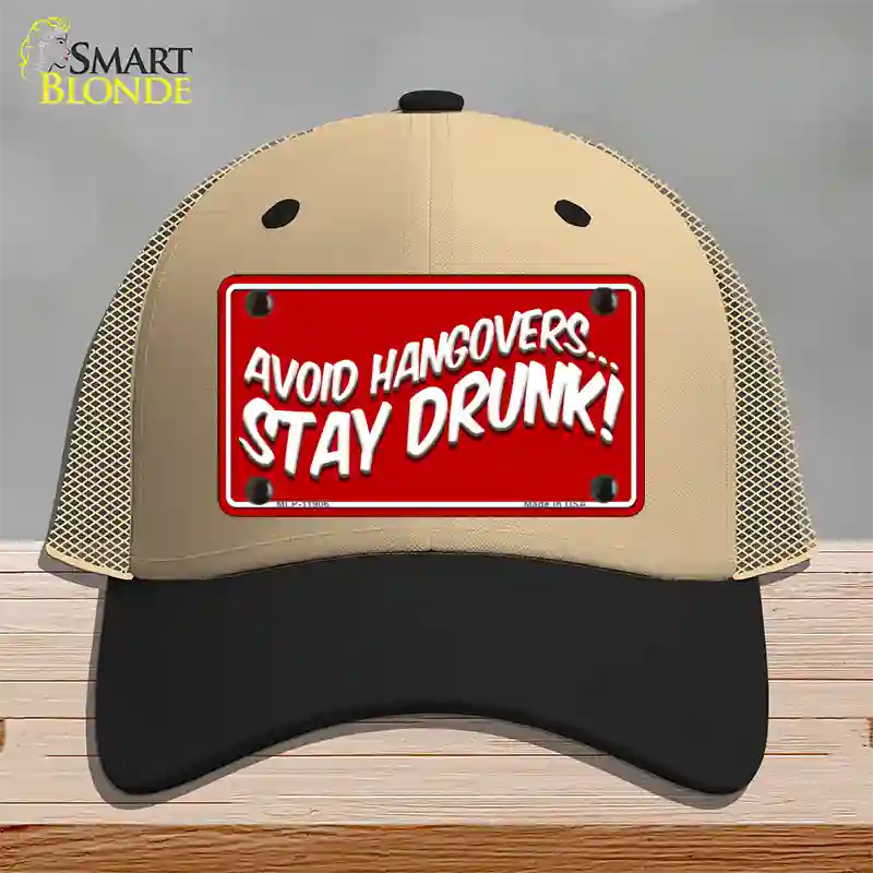 Avoid Hangovers Novelty License Plate Hat Mesh / Khaki|Black