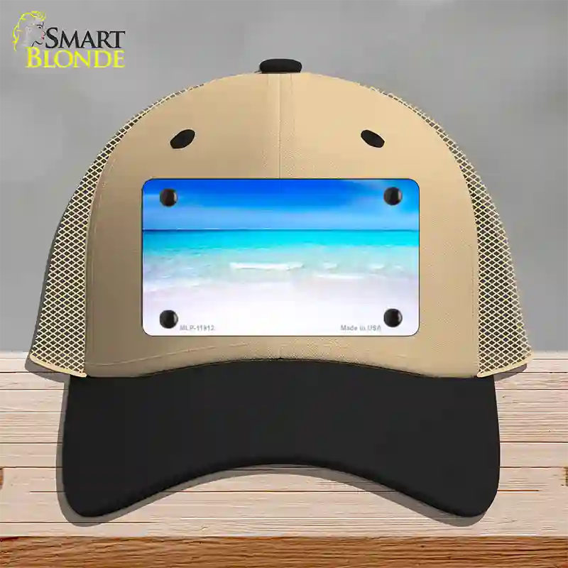 Beach Scene Novelty License Plate Hat Mesh / Khaki|Black