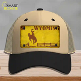 Wyoming Yellow Rusty Novelty License Plate Hat Mesh / Khaki|Black