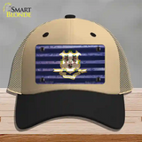 Connecticut Corrugated Flag Novelty License Plate Hat Mesh / Khaki|Black