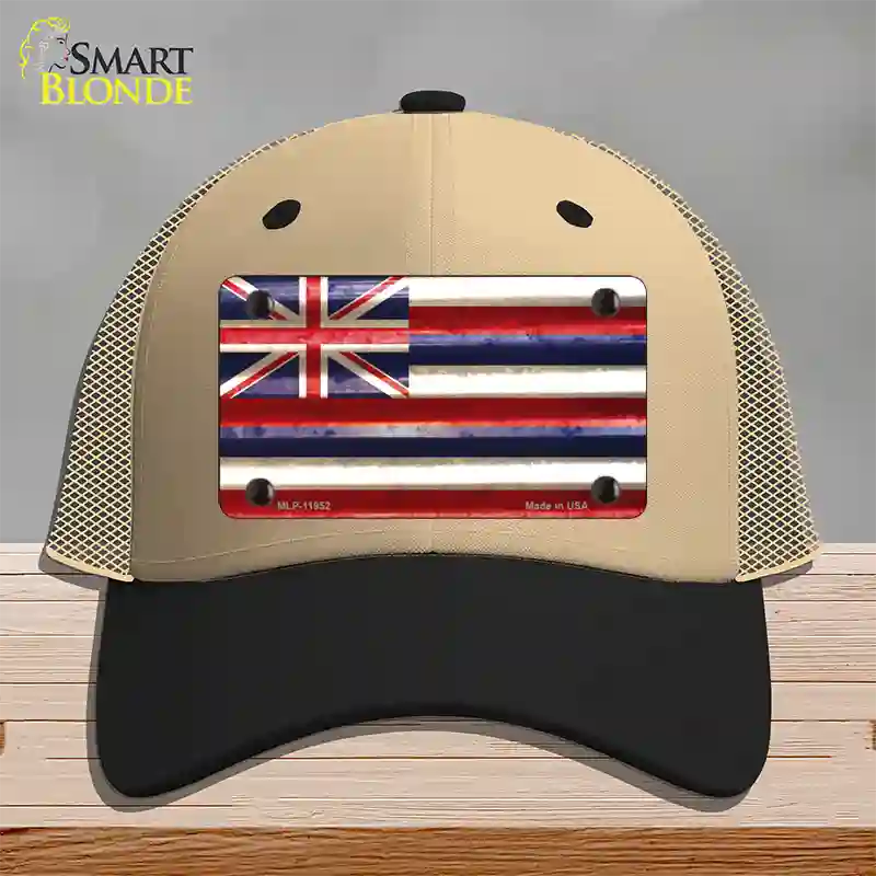 Hawaii Corrugated Flag Novelty License Plate Hat Mesh / Khaki|Black