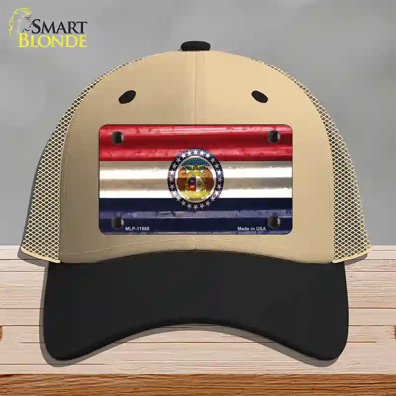 Missouri Corrugated Flag Novelty License Plate Hat Mesh / Khaki|Black