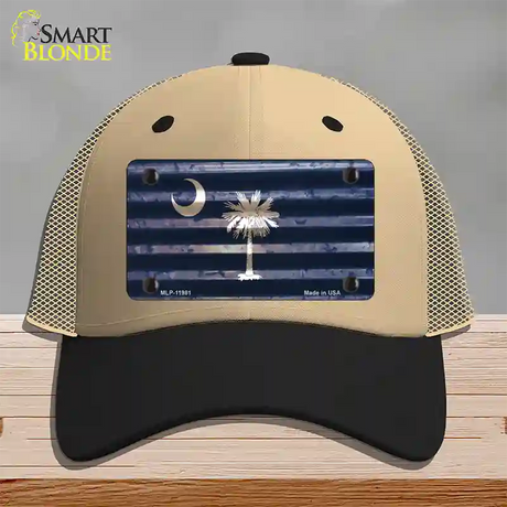 South Carolina Corrugated Flag Novelty License Plate Hat Mesh / Khaki|Black