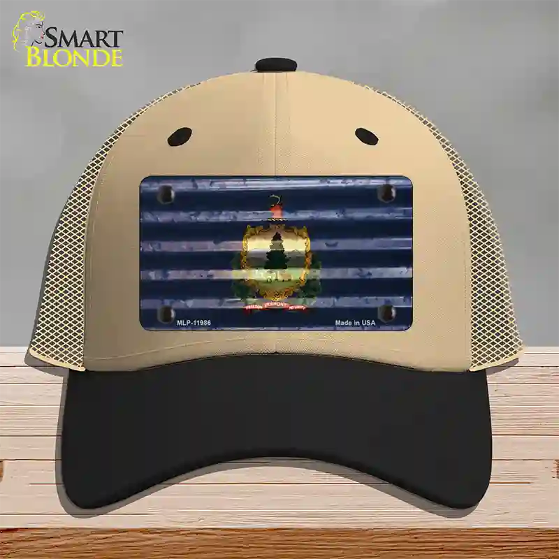 Vermont Corrugated Flag Novelty License Plate Hat Mesh / Khaki|Black