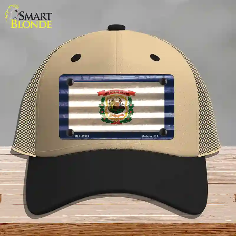 West Virginia Corrugated Flag Novelty License Plate Hat Mesh / Khaki|Black