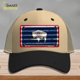 Wyoming Corrugated Flag Novelty License Plate Hat Mesh / Khaki|Black