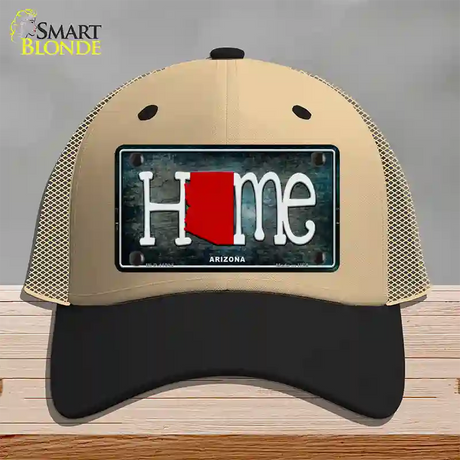 Arizona Home State Outline Novelty License Plate Hat Mesh / Khaki|Black