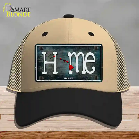 Hawaii Home State Outline Novelty License Plate Hat Mesh / Khaki|Black