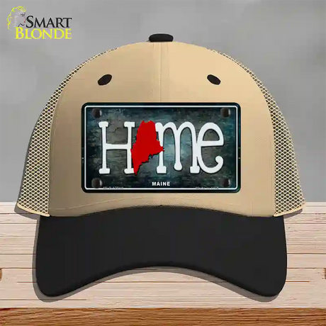 Maine Home State Outline Novelty License Plate Hat Mesh / Khaki|Black