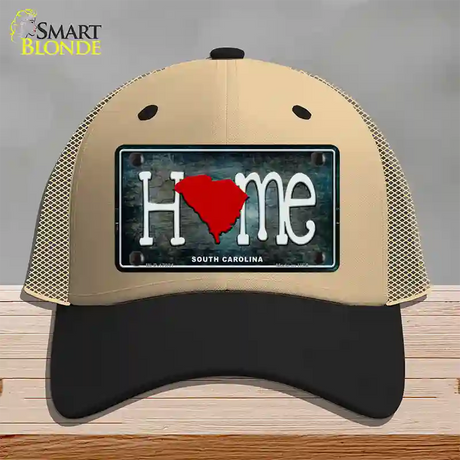 South Carolina Home State Outline Novelty License Plate Hat Mesh / Khaki|Black