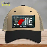 West Virginia Home State Outline Novelty License Plate Hat Mesh / Khaki|Black