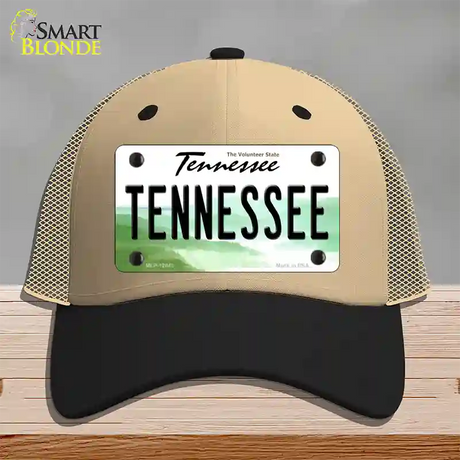 Tennessee Volunteer State Novelty License Plate Hat Mesh / Khaki|Black