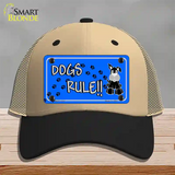 Dogs Rule Novelty License Plate Hat Tag Mesh / Khaki|Black