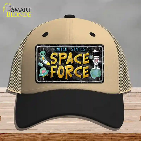 Space Force Novelty License Plate Hat Mesh / Khaki|Black