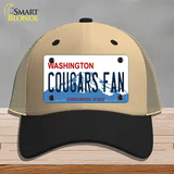 Washington Cougars Fan Novelty License Plate Hat Mesh / Khaki|Black