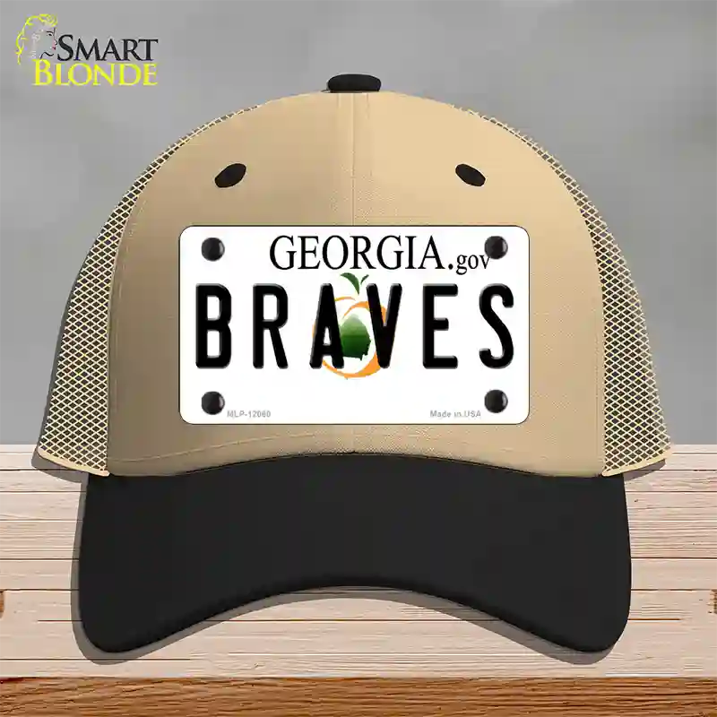 Georgia Braves Novelty License Plate Hat Mesh / Khaki|Black