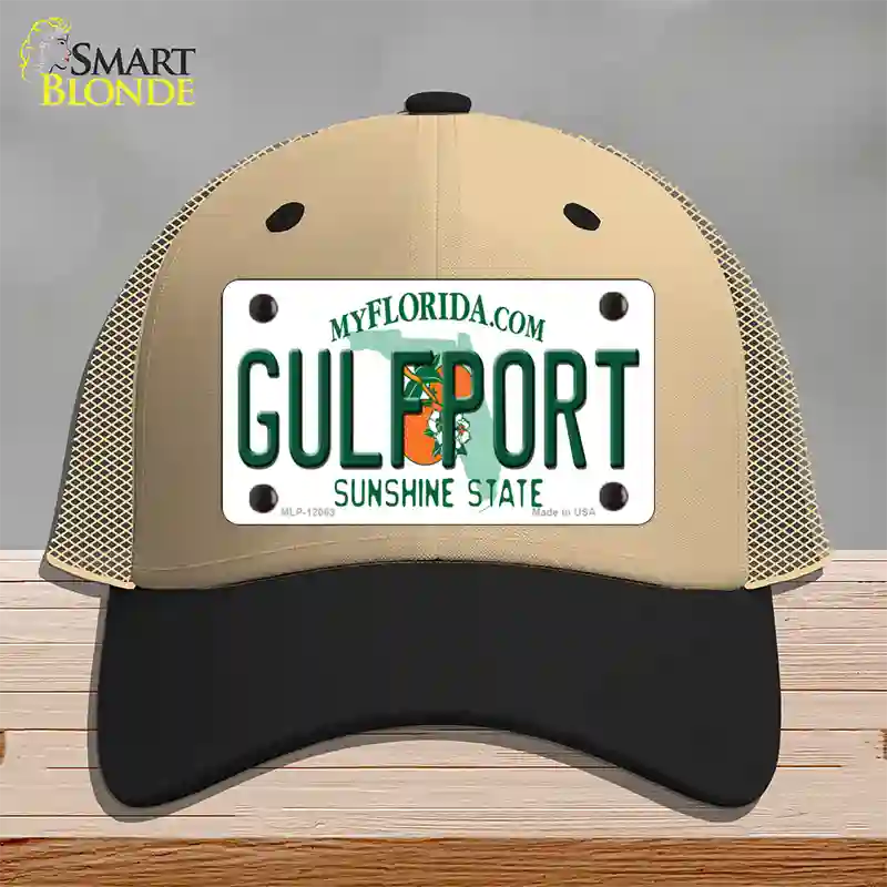 Florida Gulfport Novelty License Plate Hat Mesh / Khaki|Black