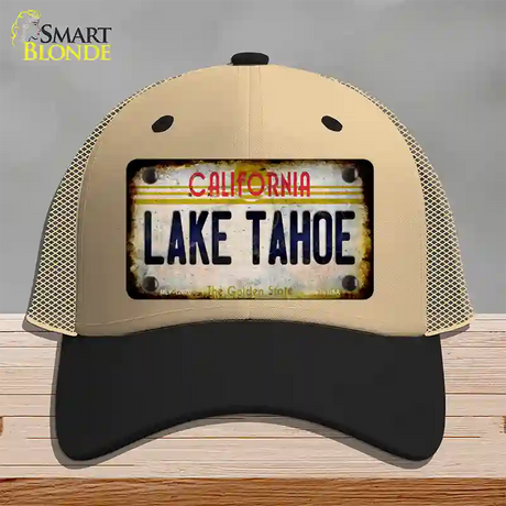 California Lake Tahoe Novelty License Plate Hat Mesh / Khaki|Black