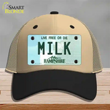 Milk New Hampshire State Novelty License Plate Hat Mesh / Khaki|Black