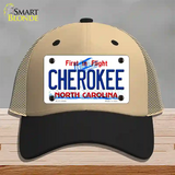 Cherokee North Carolina State Novelty License Plate Hat Mesh / Khaki|Black