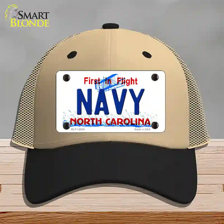 Navy North Carolina State Novelty License Plate Hat Mesh / Khaki|Black