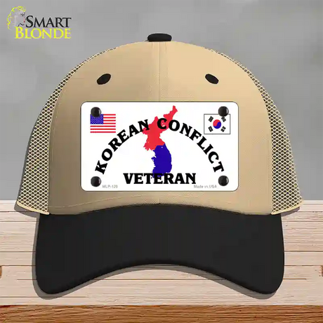 Korean Conflict Veteran Novelty License Plate Hat Mesh / Khaki|Black