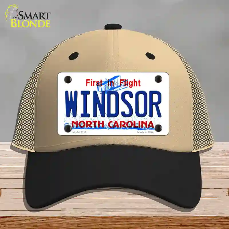 Windsor North Carolina State Novelty License Plate Hat Mesh / Khaki|Black