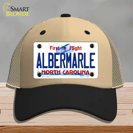 Albermarle North Carolina State Novelty License Plate Hat Mesh / Khaki|Black