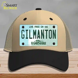 Gilmanton New Hampshire Novelty License Plate Hat Mesh / Khaki|Black