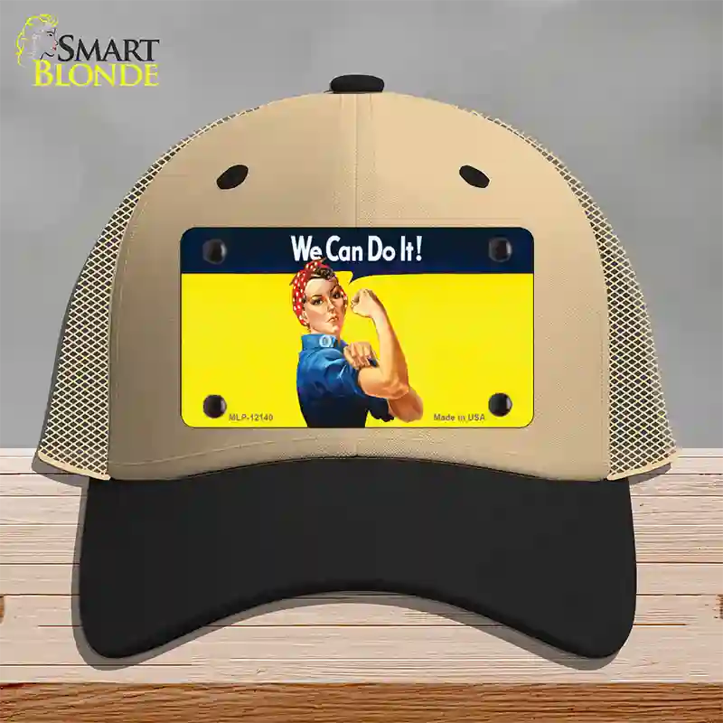 We Can Do It Novelty License Plate Hat Mesh / Khaki|Black