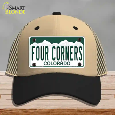 Four Corners Colorado Novelty License Plate Hat Mesh / Khaki|Black