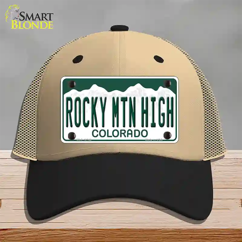 Rocky Mountain High Colorado Novelty License Plate Hat Mesh / Khaki|Black