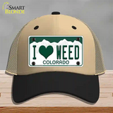 I Love Weed Colorado Novelty License Plate Hat Mesh / Khaki|Black