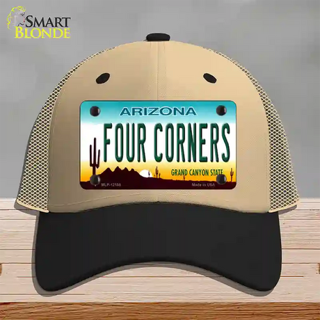 Four Corners Arizona Novelty License Plate Hat Mesh / Khaki|Black