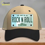 Rock N Roll New Hampshire Novelty License Plate Hat Mesh / Khaki|Black