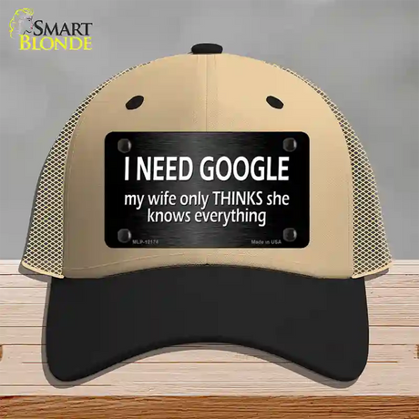 I Need Google Novelty License Plate Hat Mesh / Khaki|Black