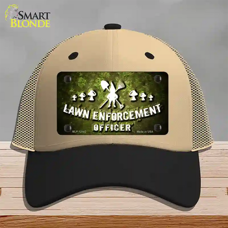 Lawn Enforcement Gnome Novelty License Plate Hat Mesh / Khaki|Black