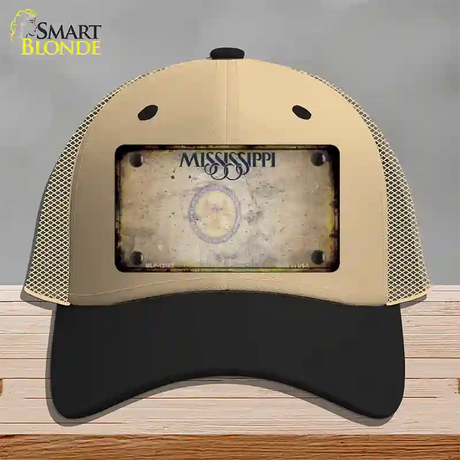 Mississippi Great Seal Rusty Blank Novelty License Plate Hat Mesh / Khaki|Black