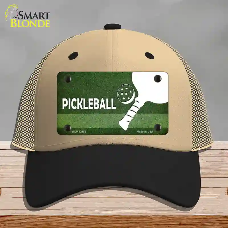 Pickleball Novelty License Plate Hat Mesh / Khaki|Black