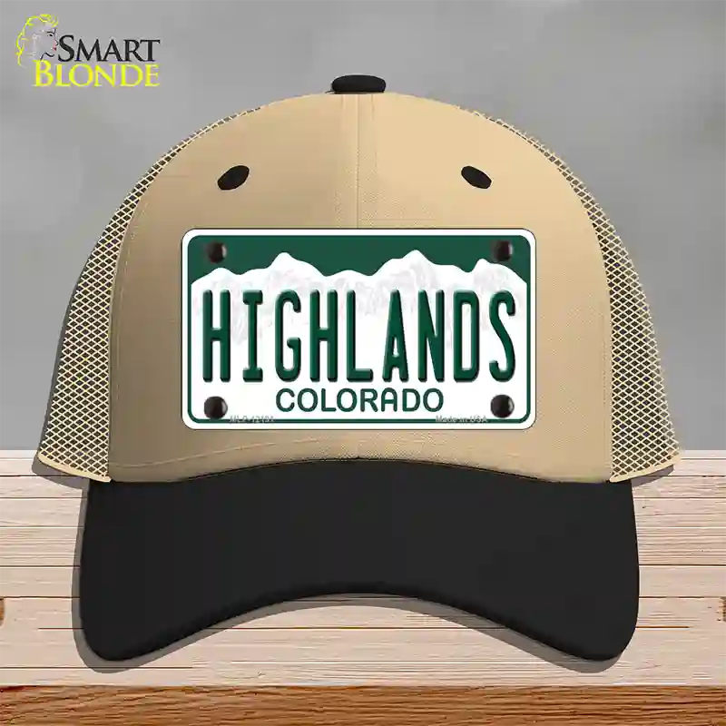 Highlands Colorado Novelty License Plate Hat Mesh / Khaki|Black