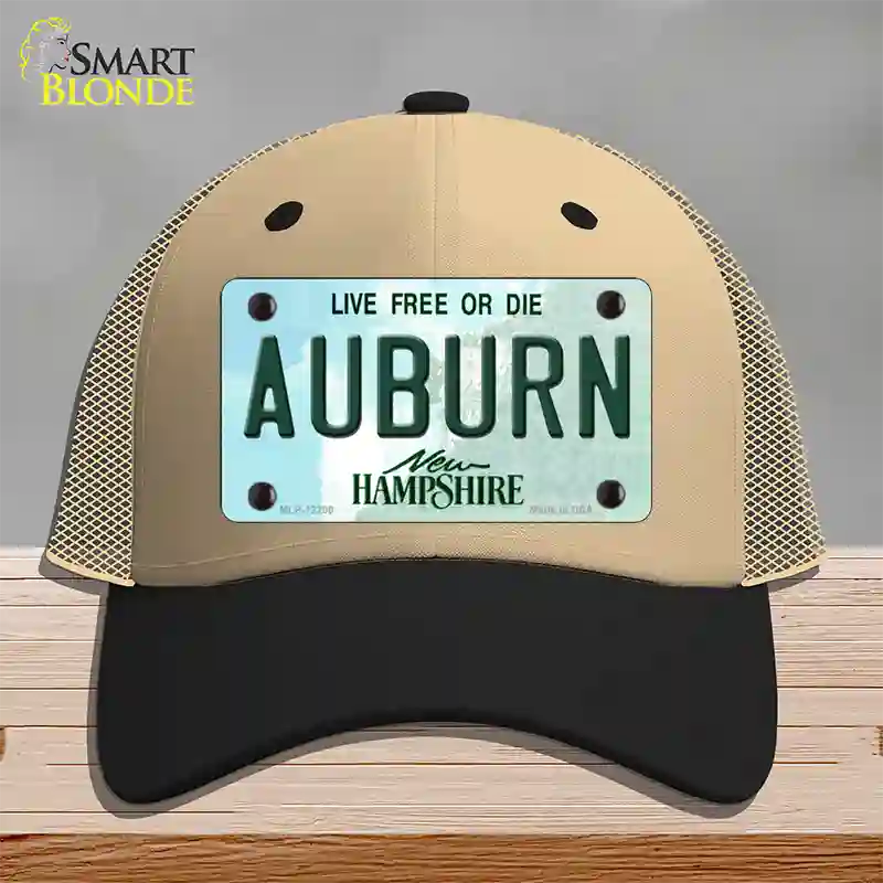 Auburn New Hampshire Novelty License Plate Hat Mesh / Khaki|Black