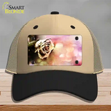 Watercolor Rose Novelty License Plate Hat Mesh / Khaki|Black