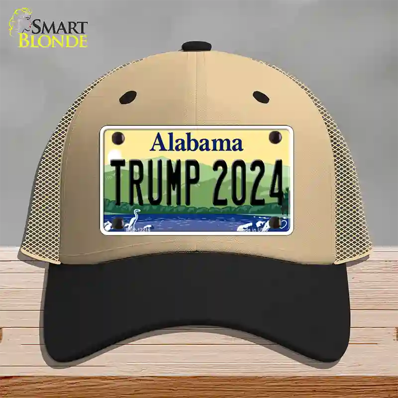 Trump 2024 Alabama Novelty License Plate Hat Mesh / Khaki|Black