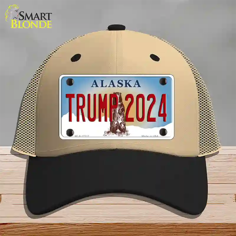 Trump 2024 Alaska Novelty License Plate Hat Mesh / Khaki|Black