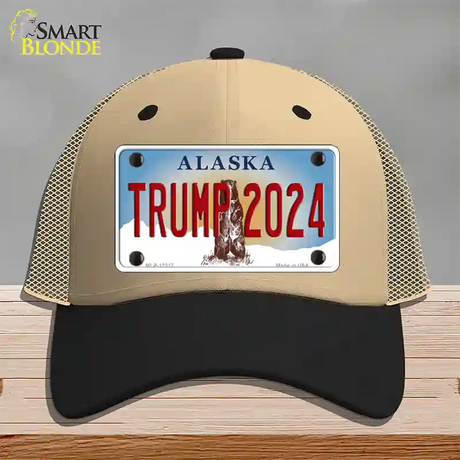 Trump 2024 Alaska Novelty License Plate Hat Mesh / Khaki|Black