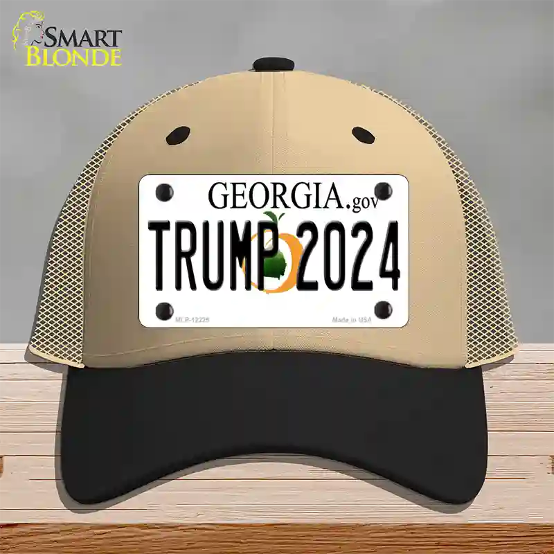 Trump 2024 Georgia Novelty License Plate Hat Mesh / Khaki|Black