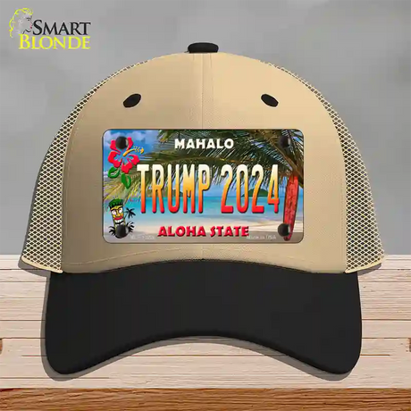 Trump 2024 Hawaii Novelty License Plate Hat Mesh / Khaki|Black